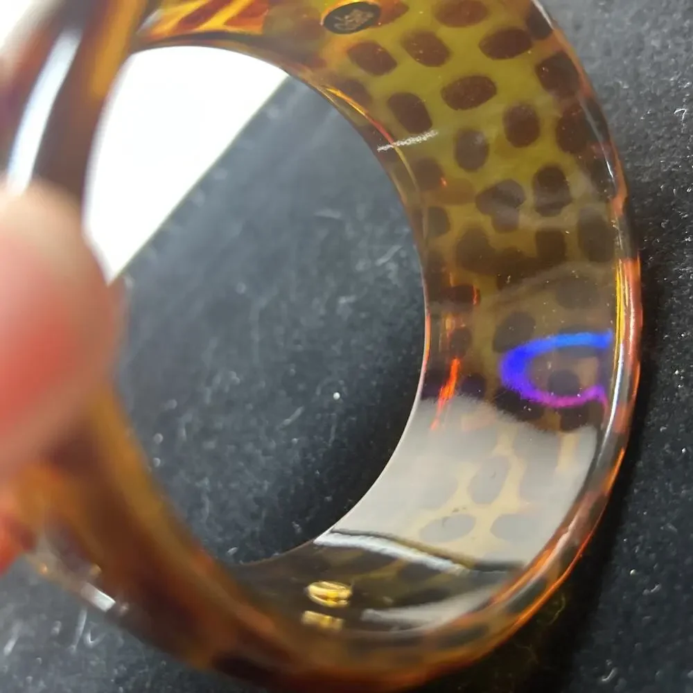Joan Rivers Vintage Lucite Leopard Bangle Bracelet Signed 22cm Wide 1.5